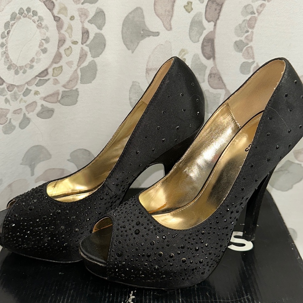 Black Satin Heels